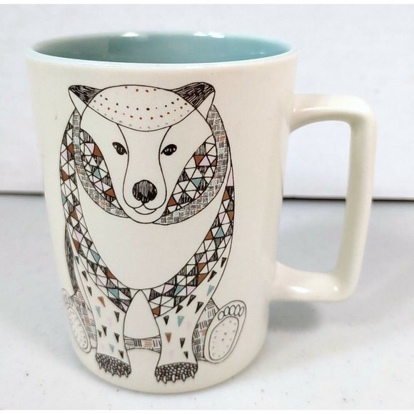 Starbucks: Geometric/Mosaic Polar Bear - 12oz. Coffee/Tea Mug - Cream/Blue - Picture 4 of 7